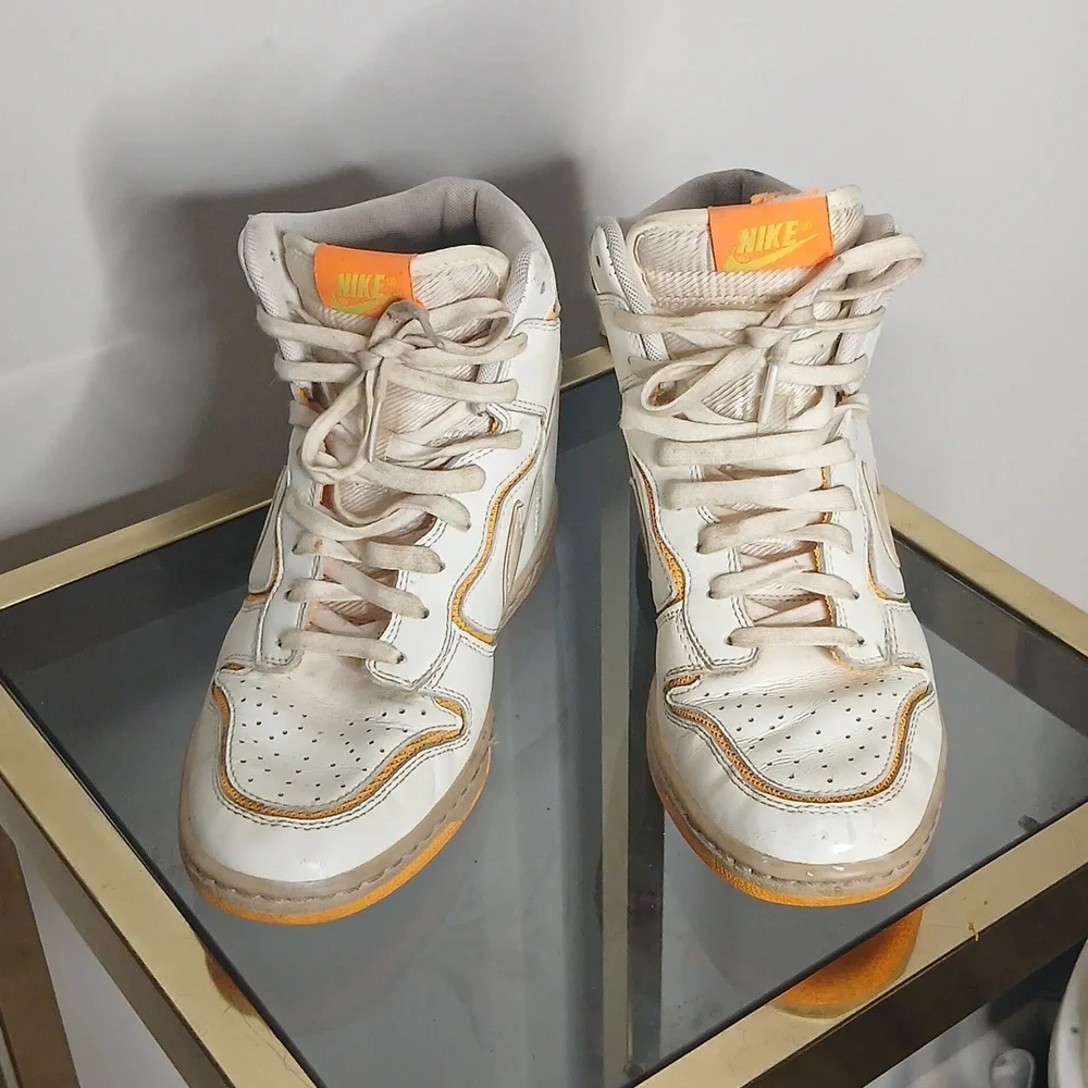 Nike Sky High Hidden Wedge White And Orange Size 8 - Picture 13 of 16